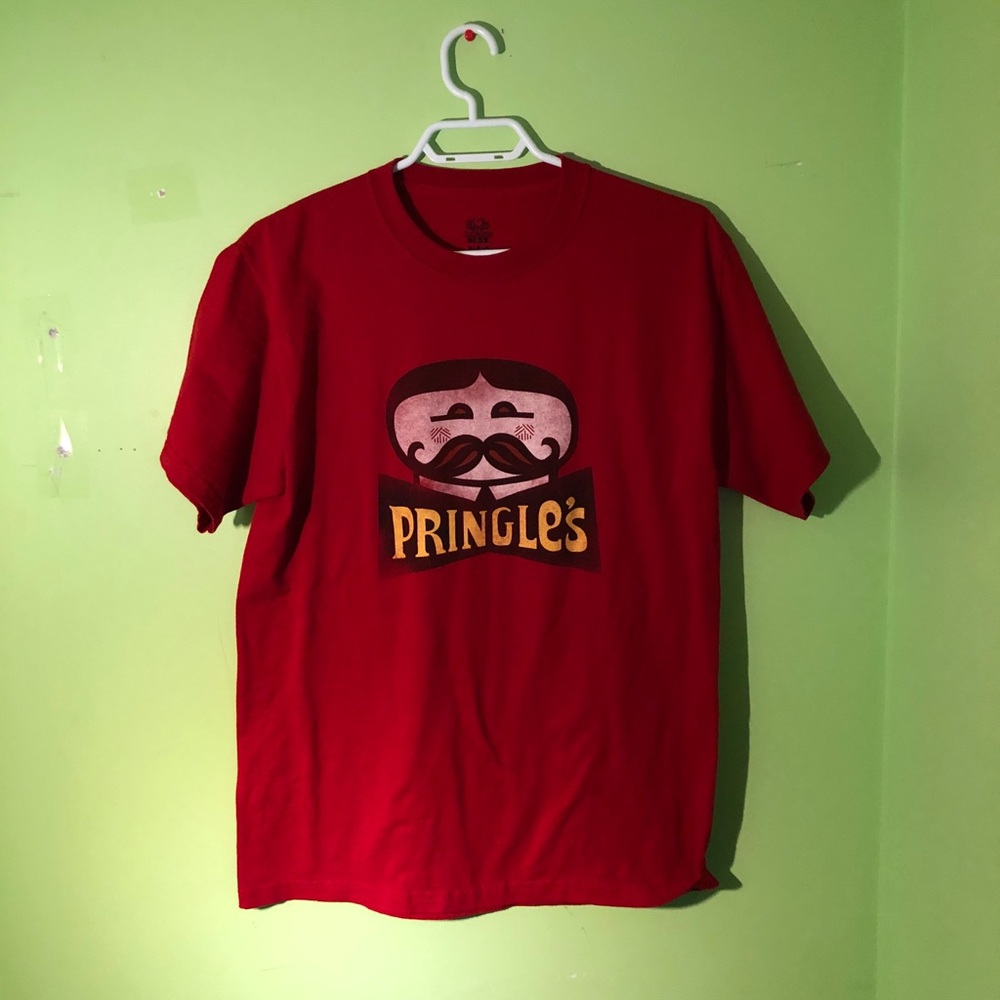 👨 [2/$25] PRINGLES VINTAGE LOGO RED SHORT SLEEVE GRAPHIC T-SHIRT SIZE MEDIUM 👨